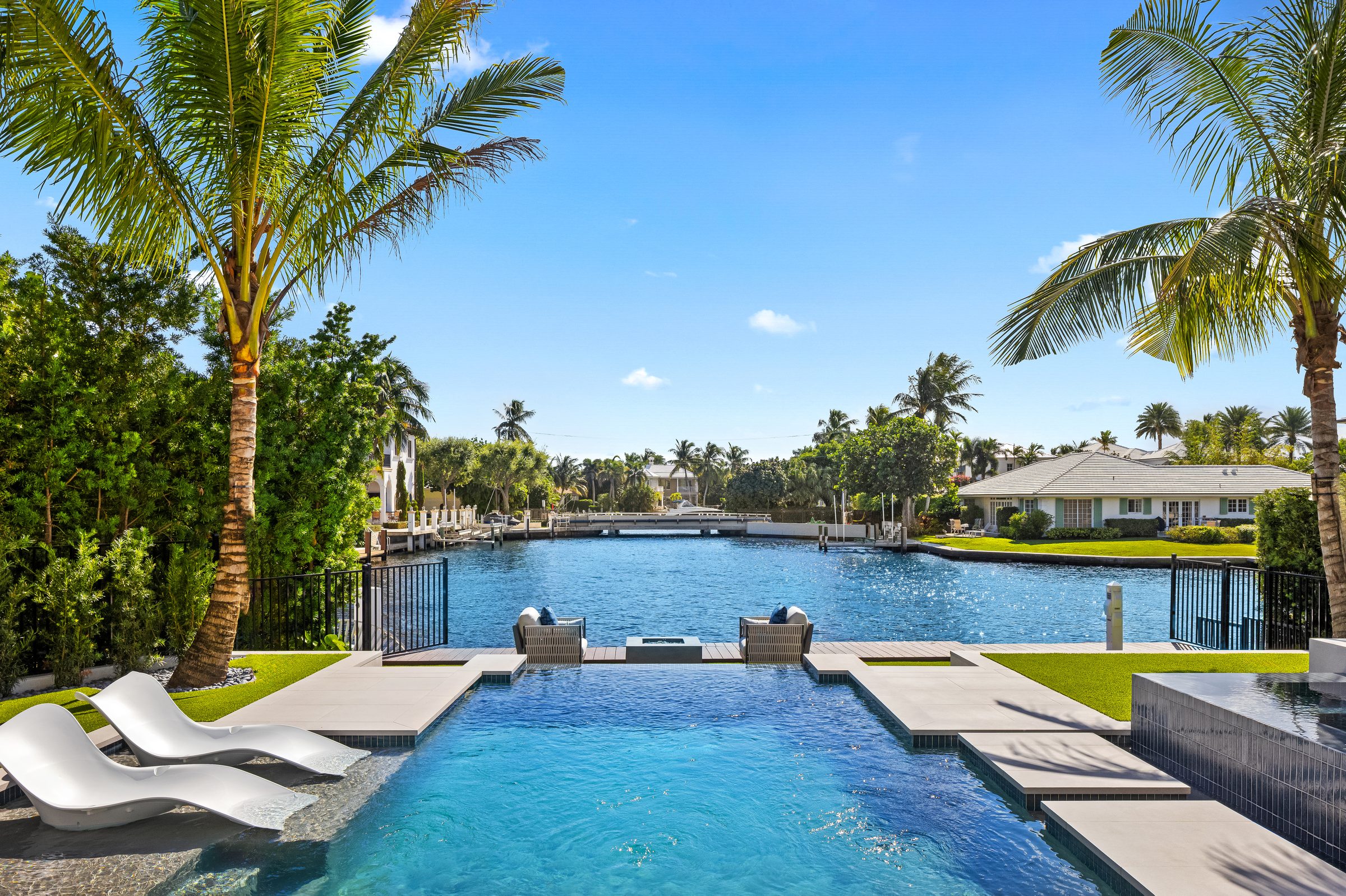 Pool and sun deck in Delray Beach — built by Varga Homes