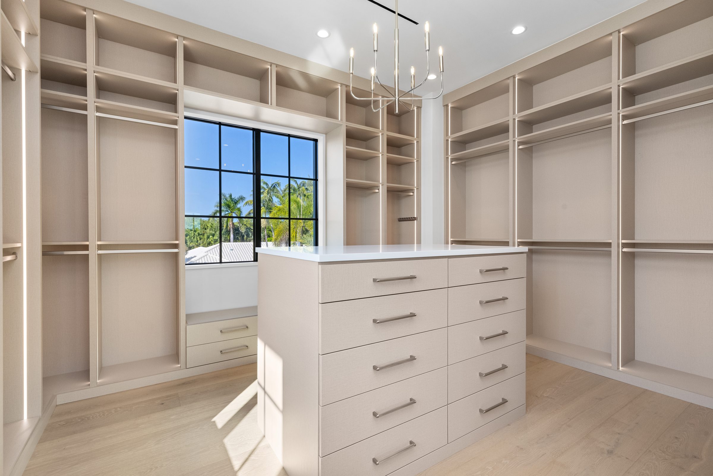 Primary walk-in closet in Delray Beach — built by Varga Homes