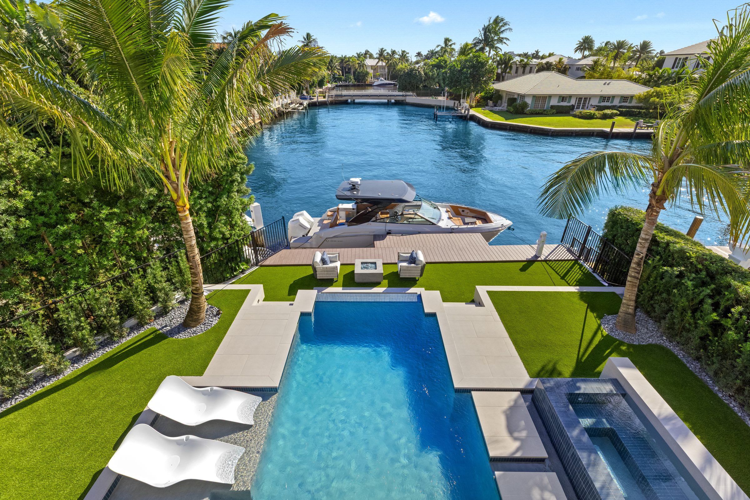 Water view from the terrace in Delray Beach — built by Varga Homes