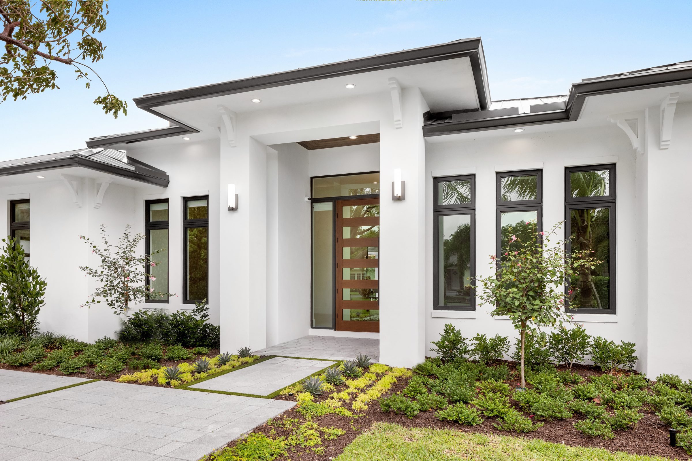 Front elevation of the custom home in Delray Beach — built by Varga Homes