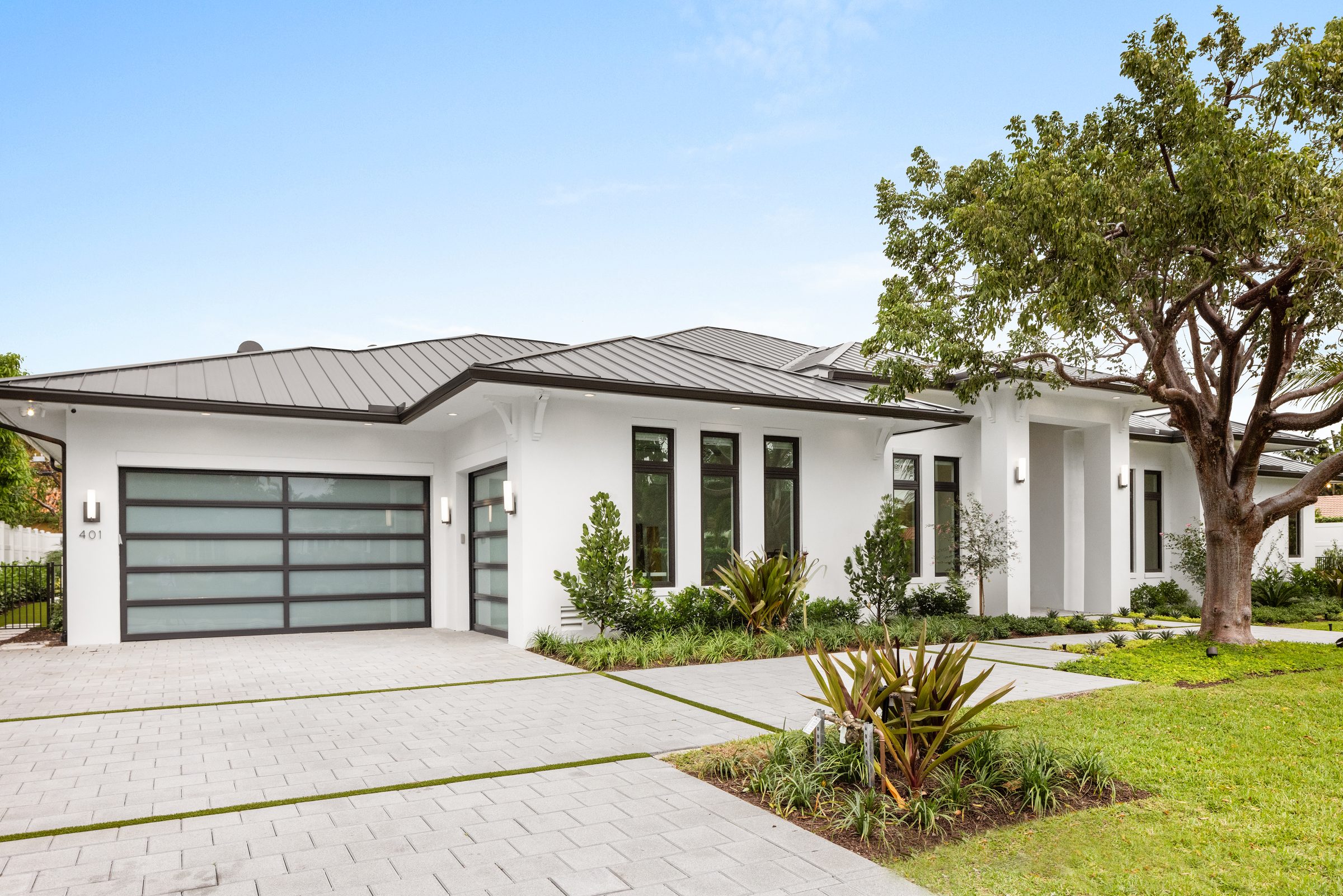 Front elevation of the custom home in Delray Beach — built by Varga Homes