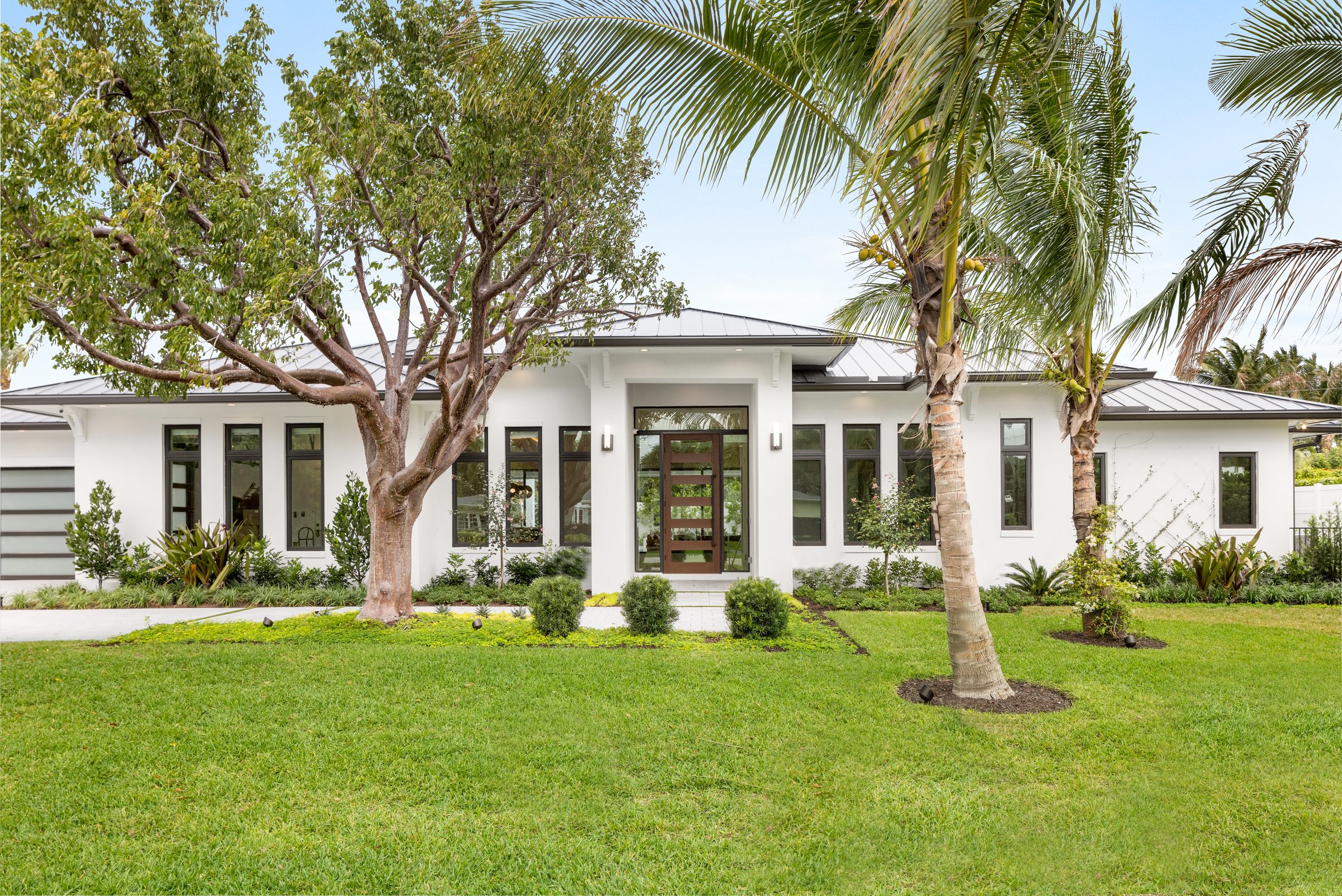 Front elevation of the custom home in Delray Beach — built by Varga Homes