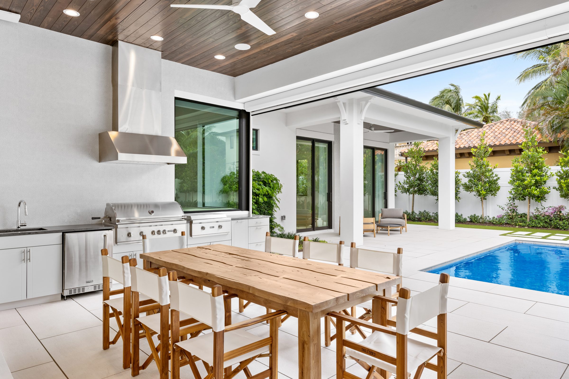 Covered patio in Delray Beach — built by Varga Homes