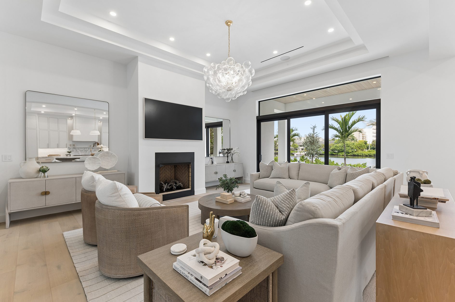 Living room on Hypoluxo Island, Lantana — built by Varga Homes