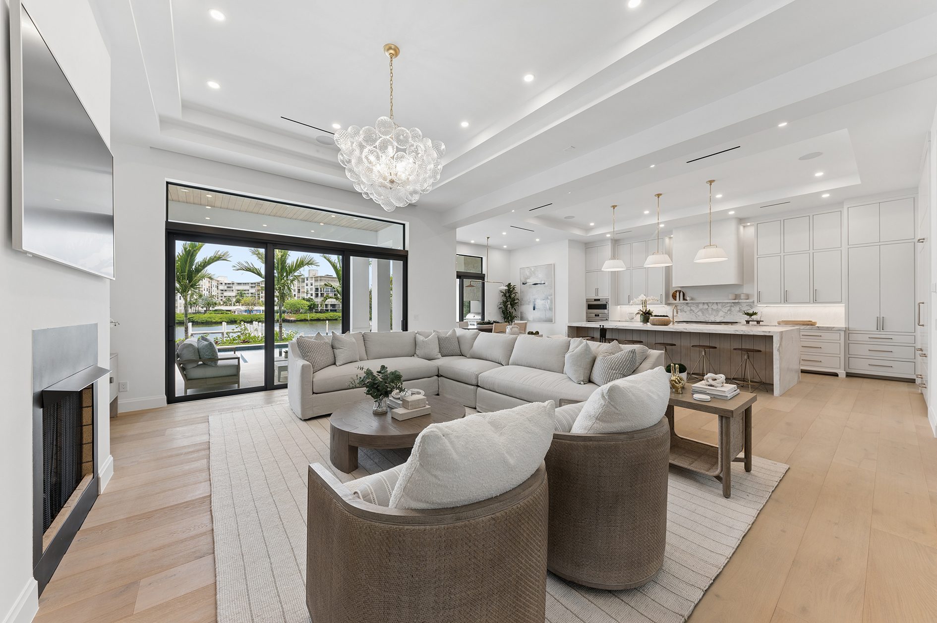 Living room on Hypoluxo Island, Lantana — built by Varga Homes