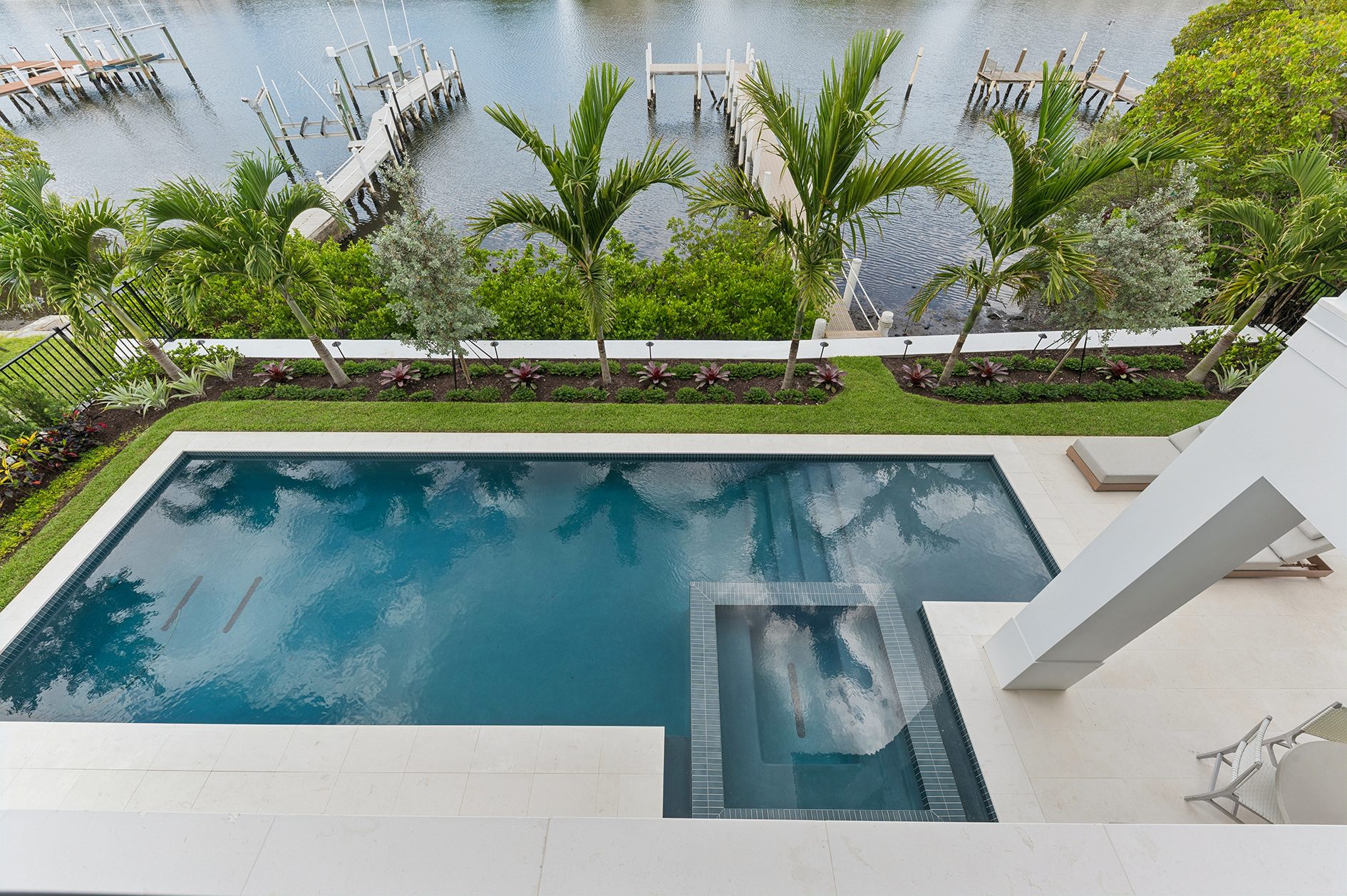 Pool from above on Hypoluxo Island, Lantana — built by Varga Homes