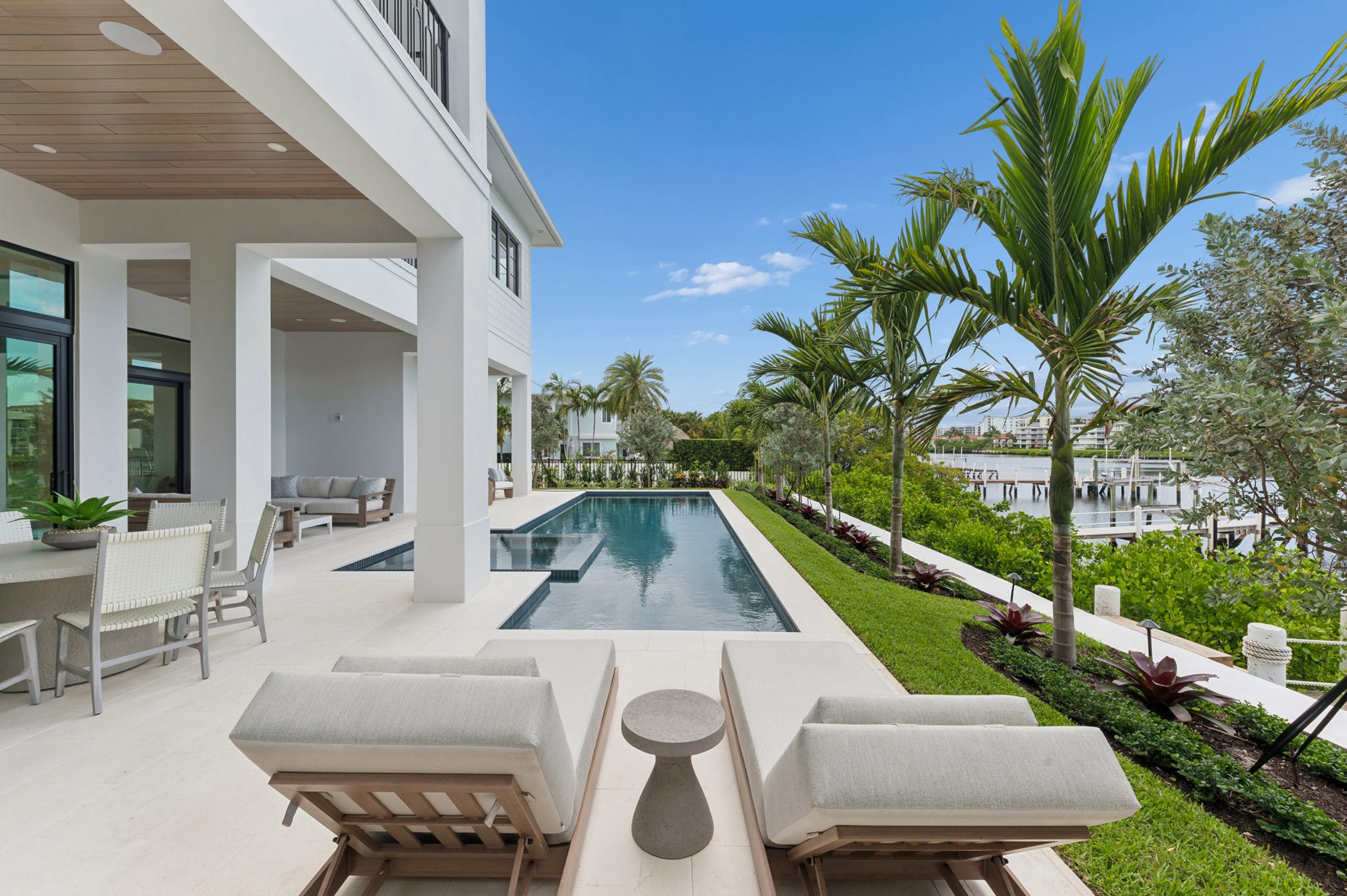 Pool terrace on Hypoluxo Island, Lantana — built by Varga Homes
