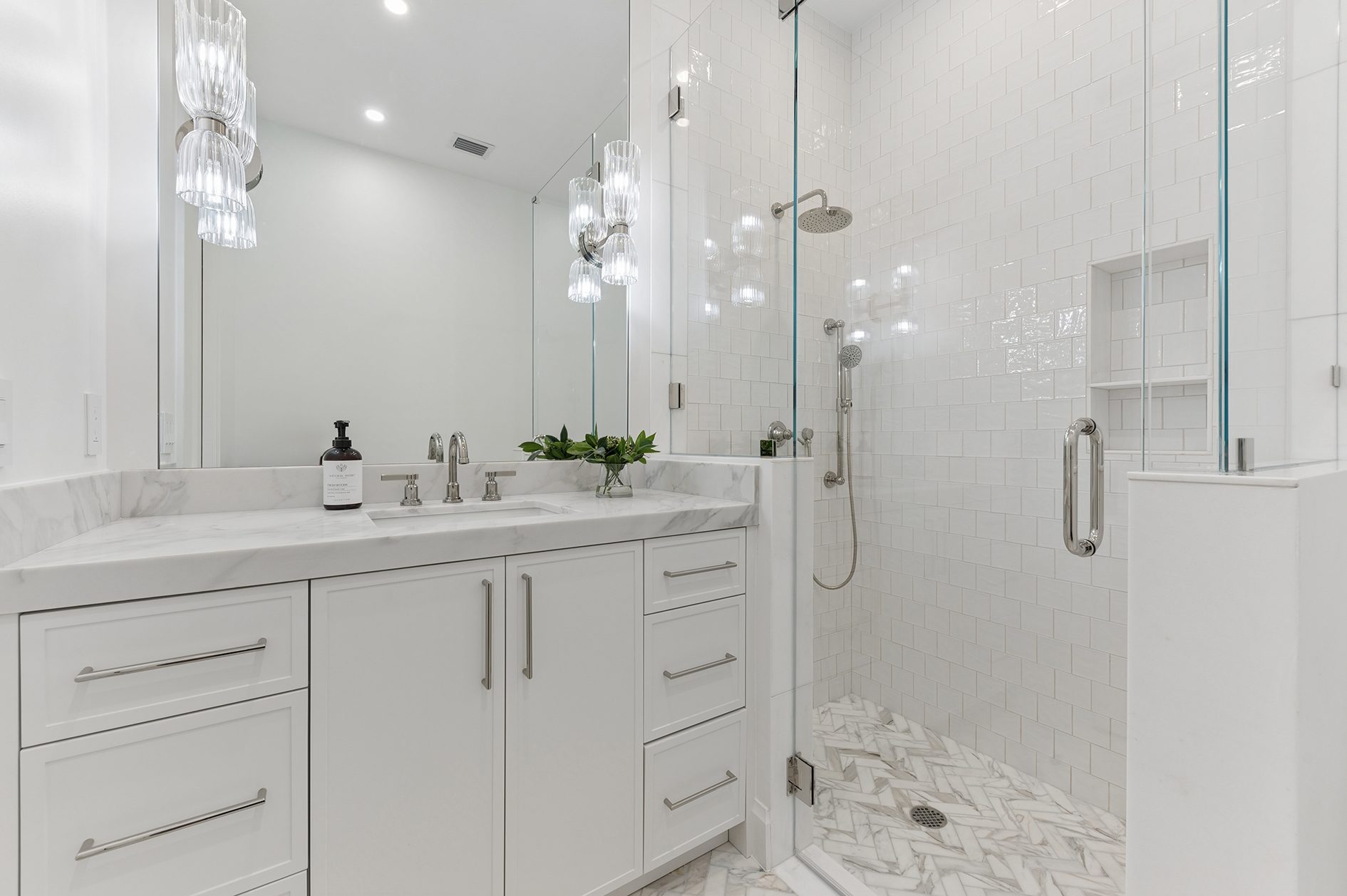 Primary bathroom on Hypoluxo Island, Lantana — built by Varga Homes