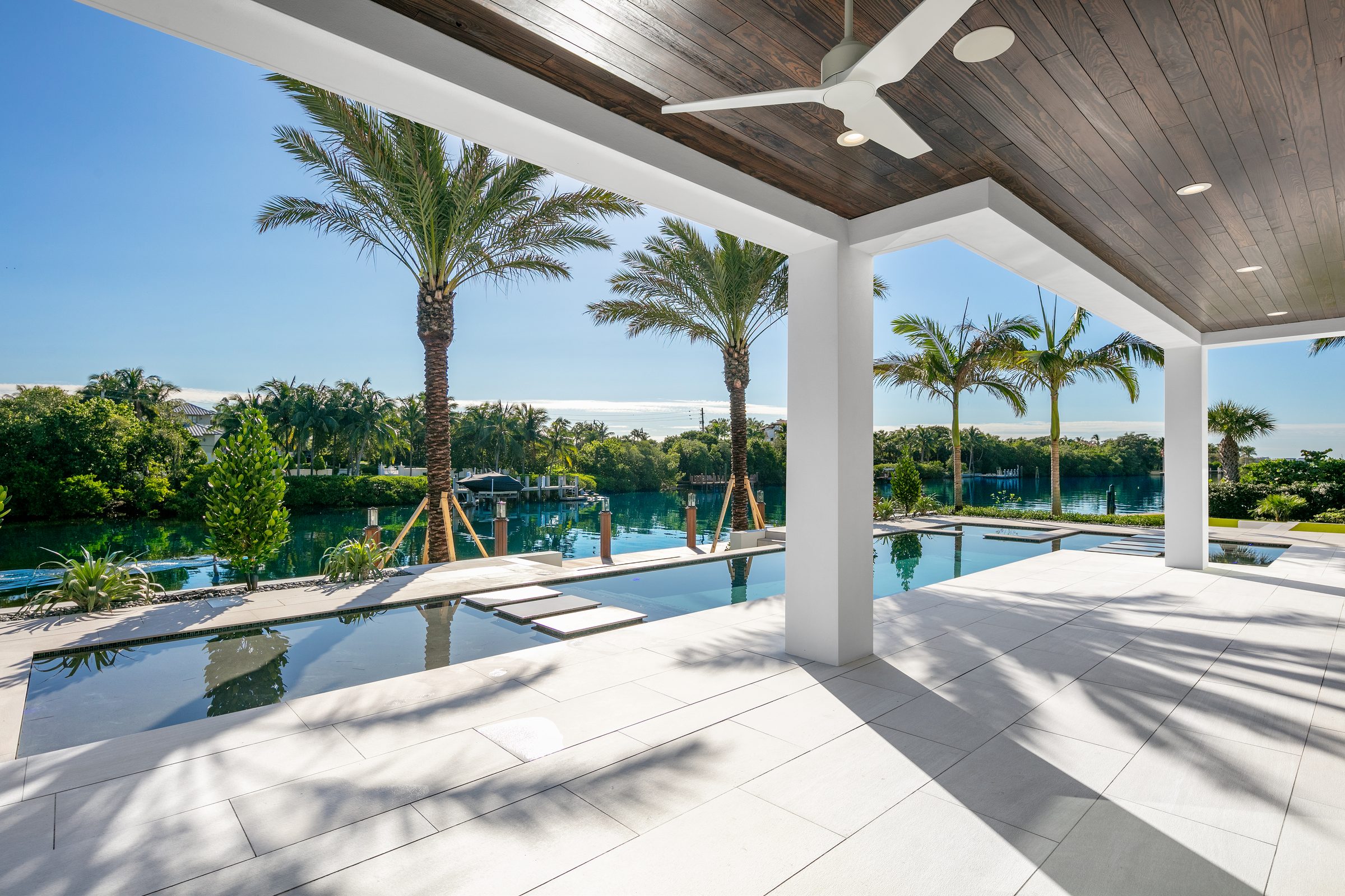 Covered patio in Manalapan — built by Varga Homes