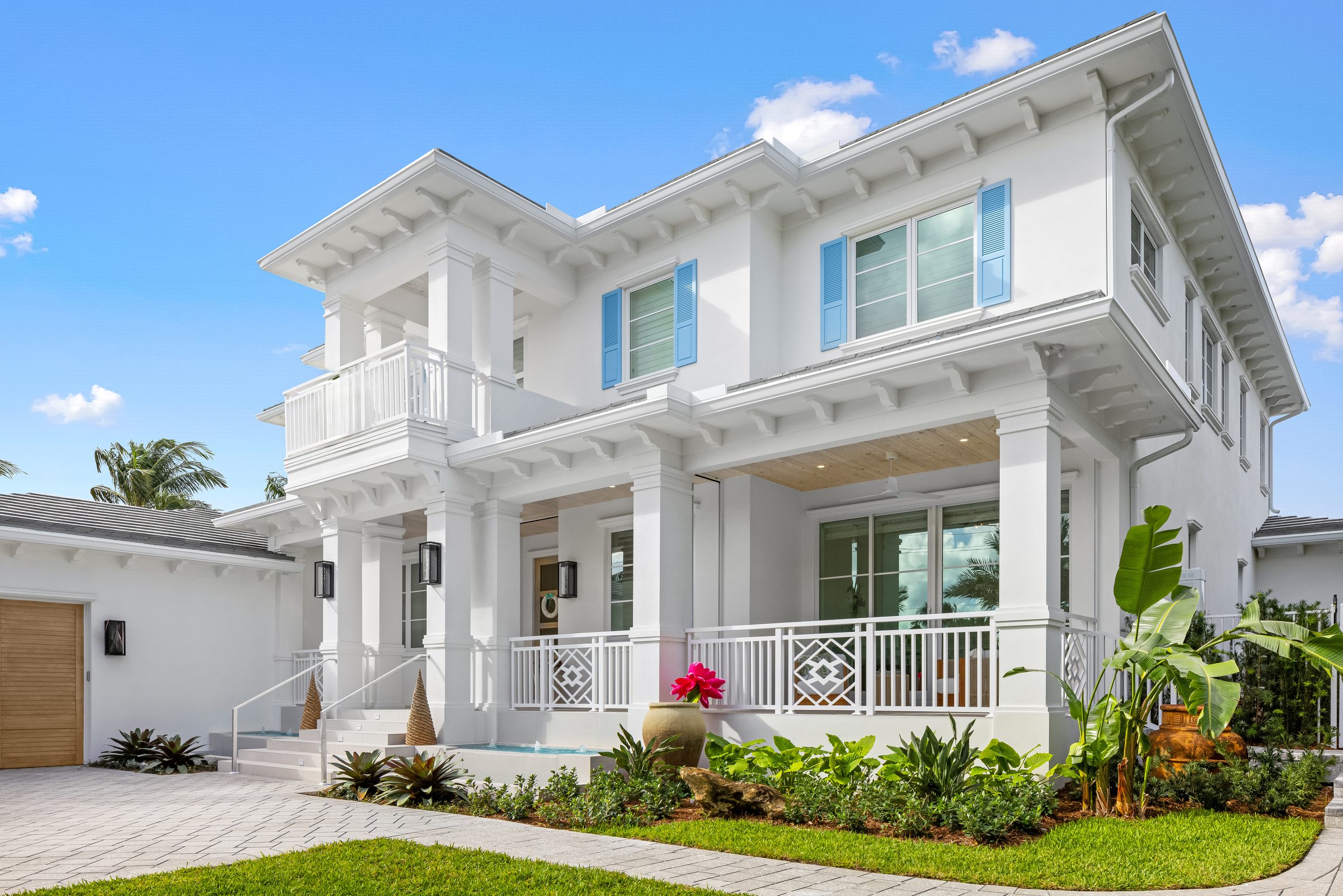 Front elevation of the custom home in Lantana — built by Varga Homes