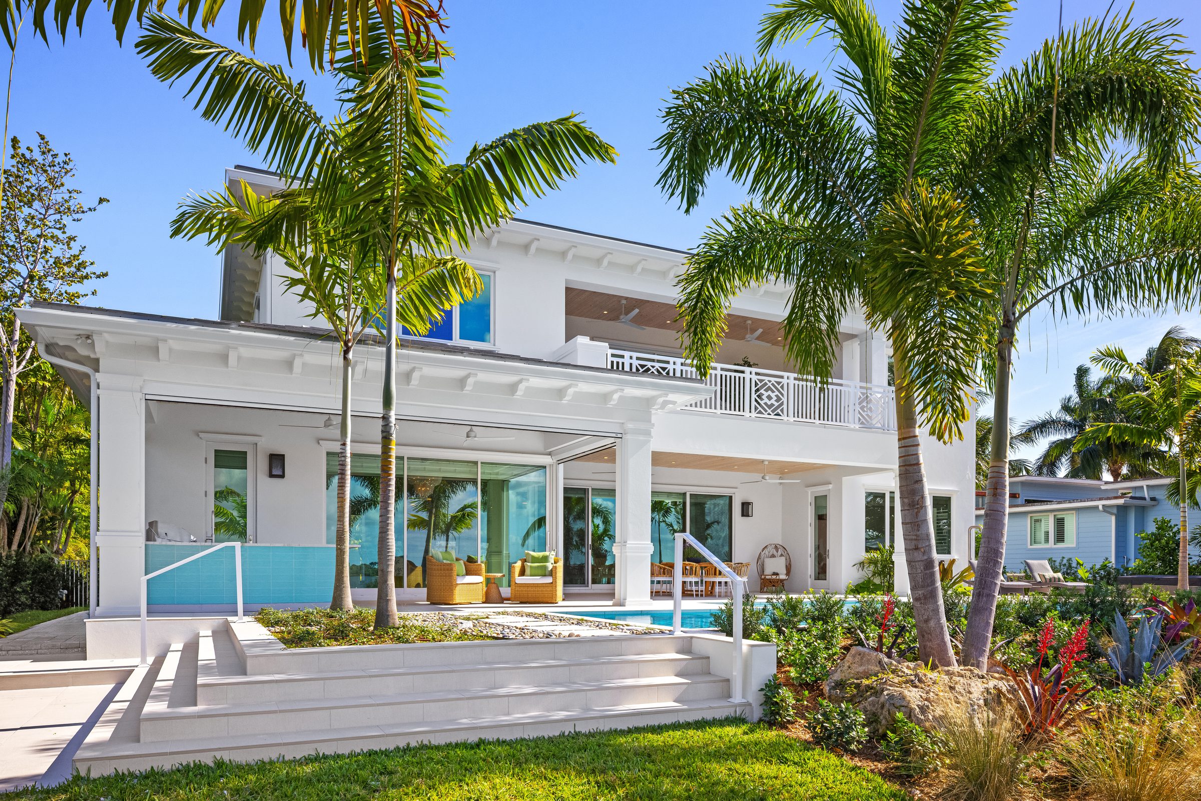 Rear elevation from the water side in Lantana — built by Varga Homes