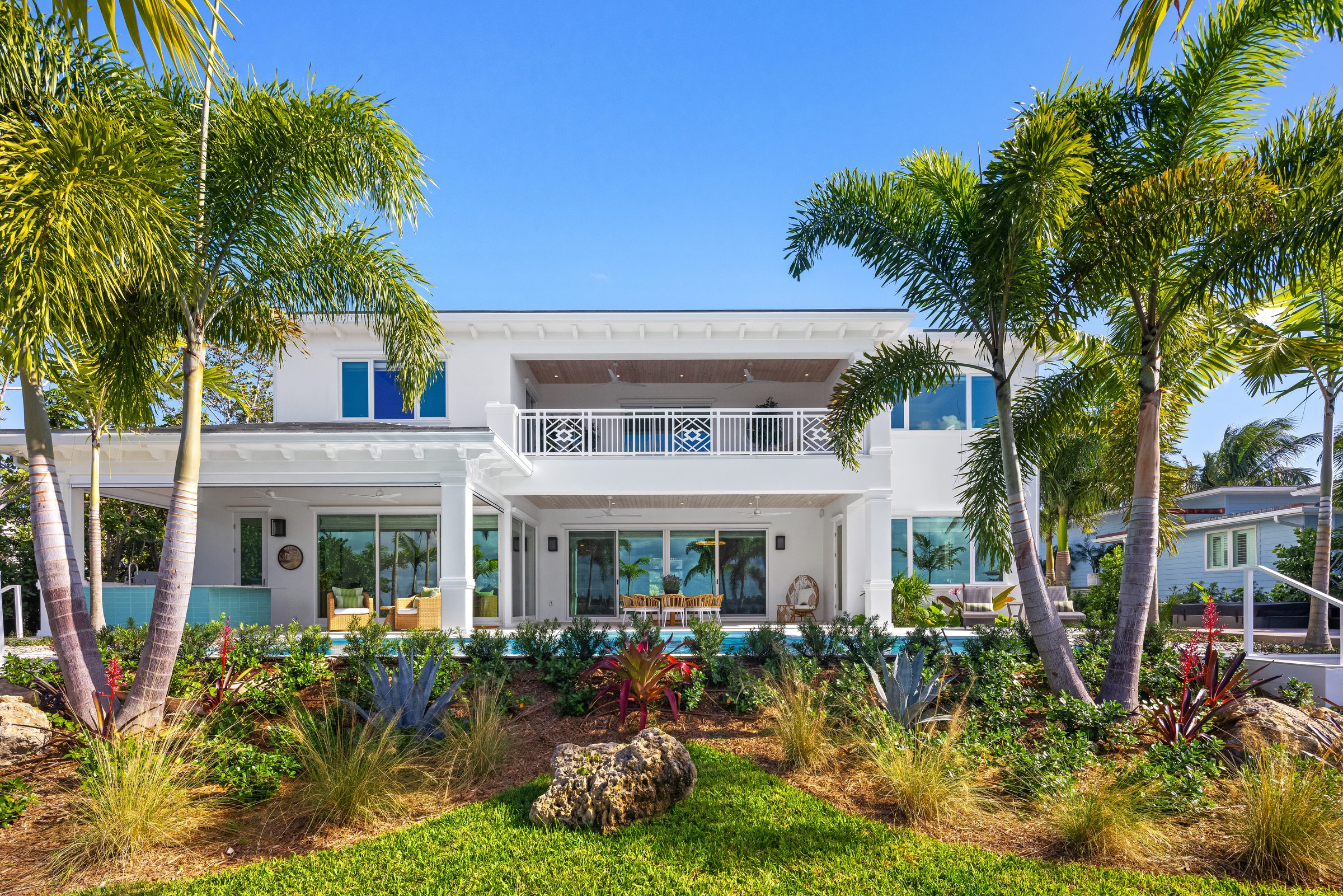 Rear elevation from the water side in Lantana — built by Varga Homes