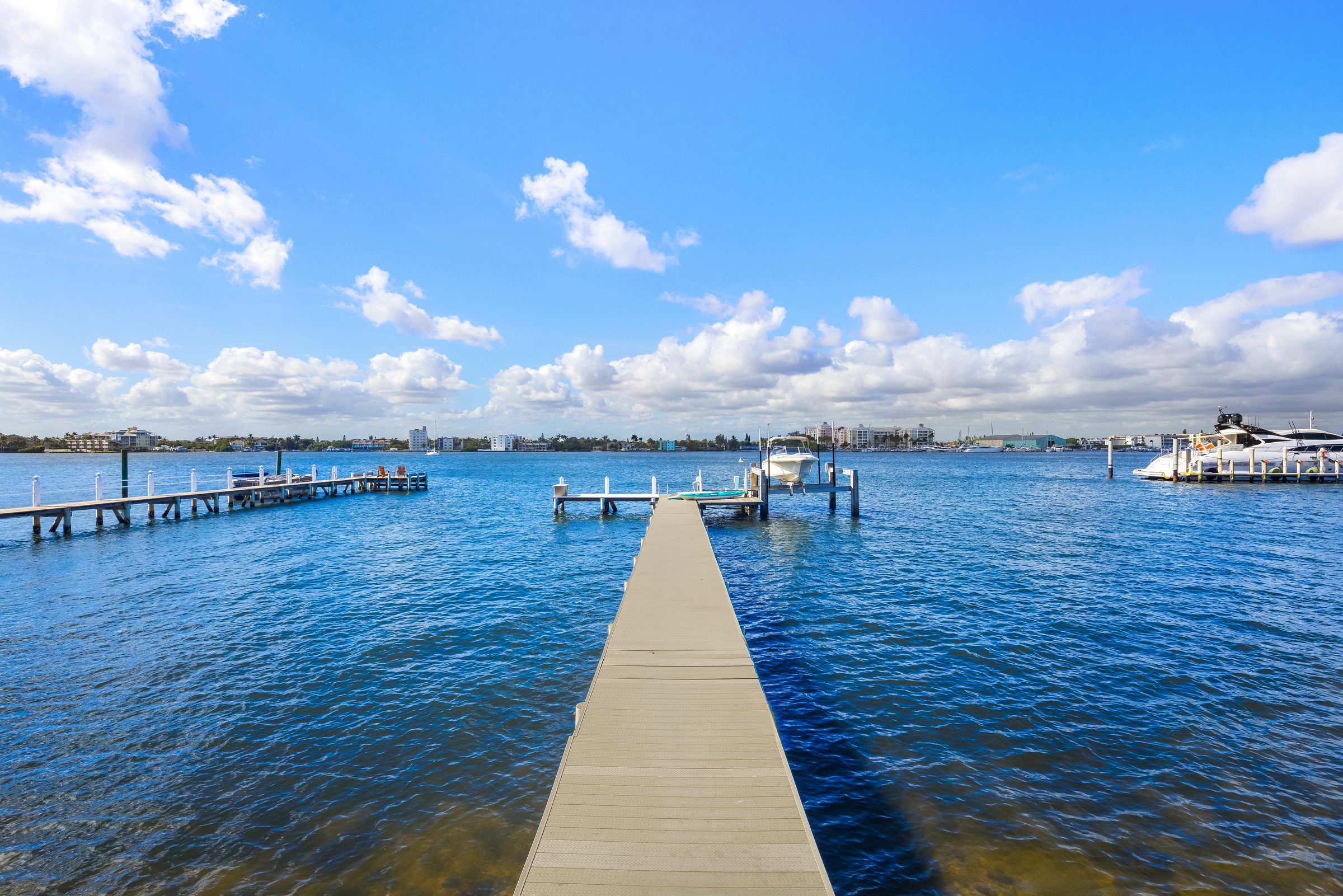 Water frontage and dock in Lantana — built by Varga Homes